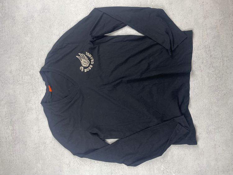 Black Long Sleeve Shirt With Graphic Text