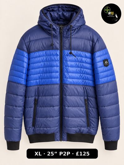 2509 Blue Padded Hooded Jacket 25” p2p