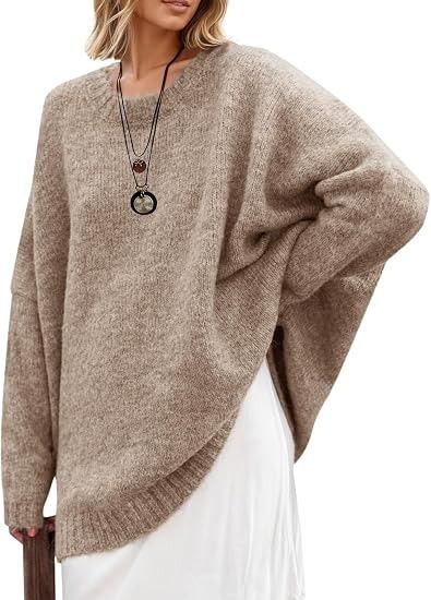 Beige Oversized Knit Sweater image 2