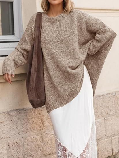 Beige Oversized Knit Sweater image 4
