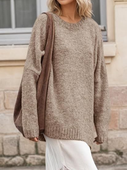 Beige Oversized Knit Sweater image 1