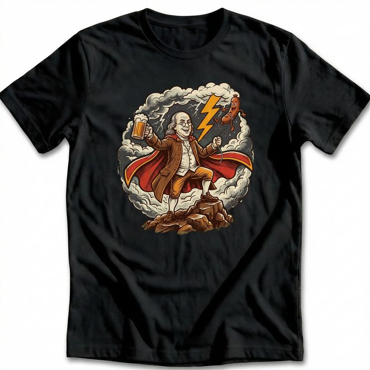 Benjamin Franklin Sausage Lightning T-Shirt AU image 5