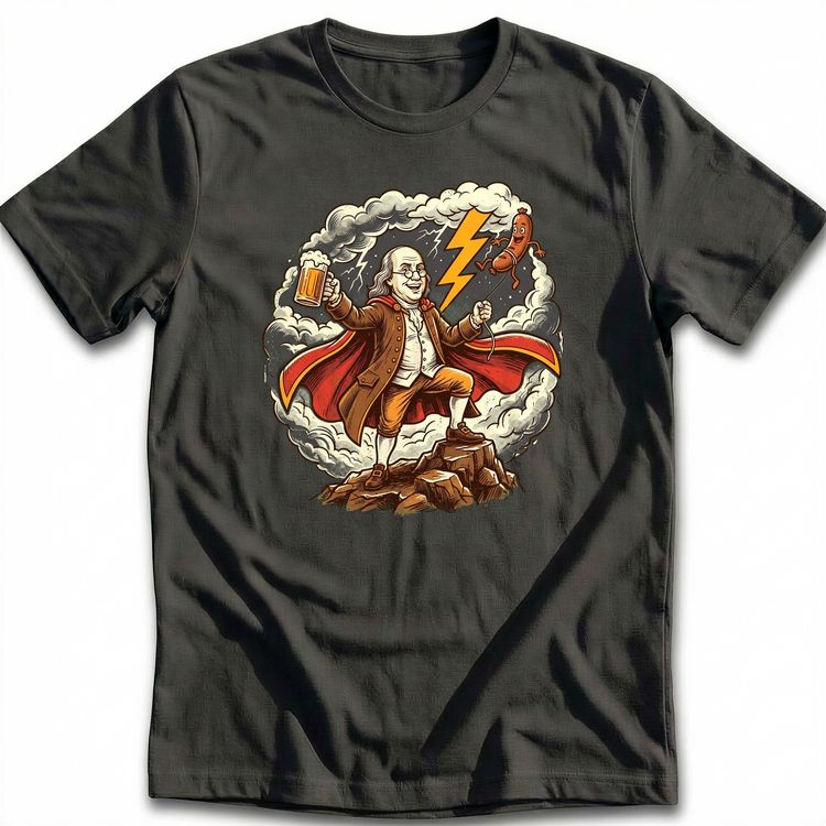Benjamin Franklin Sausage Lightning T-Shirt AU image 1