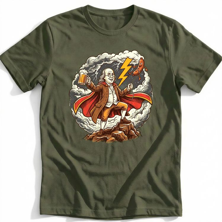 Benjamin Franklin Sausage Lightning T-Shirt AU image 2