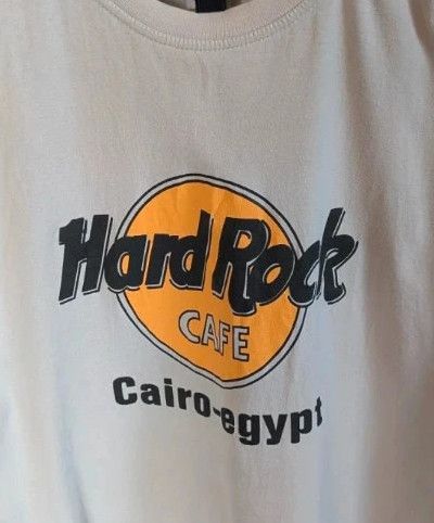 Immagine di Hard Rock Cafe Cairo Egypt Graphic T-Shirt XL Cream Egyptian Cotton 7
