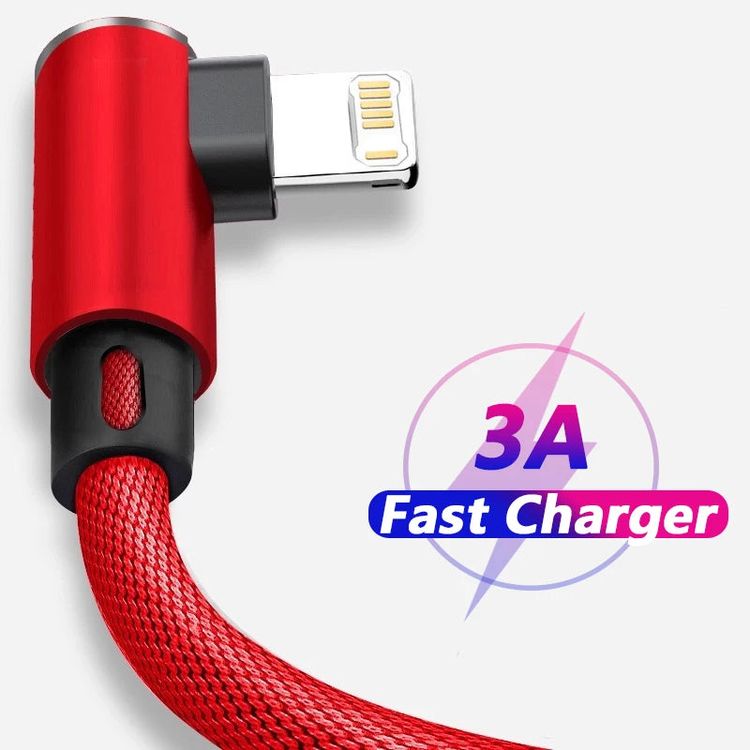 Cavo USB da 90 gradi per iPhone 14 13 12 11 Pro Max X XR 6s 7 8 Plus Cavo da 2 m 3 m Cavo di obraz 1