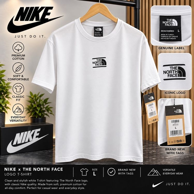White T-Shirt With The North Face Logo image 1