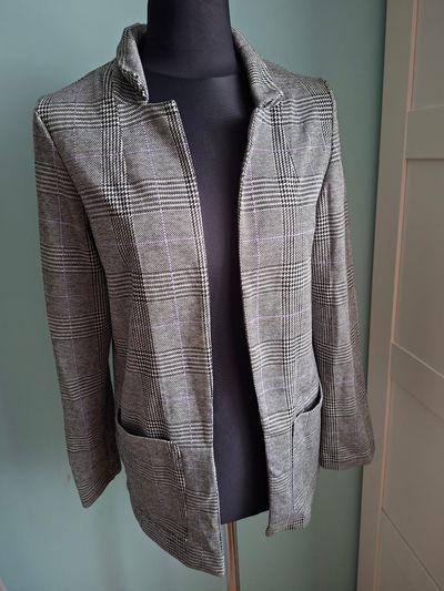 Grey Checkered Blazer Jacket