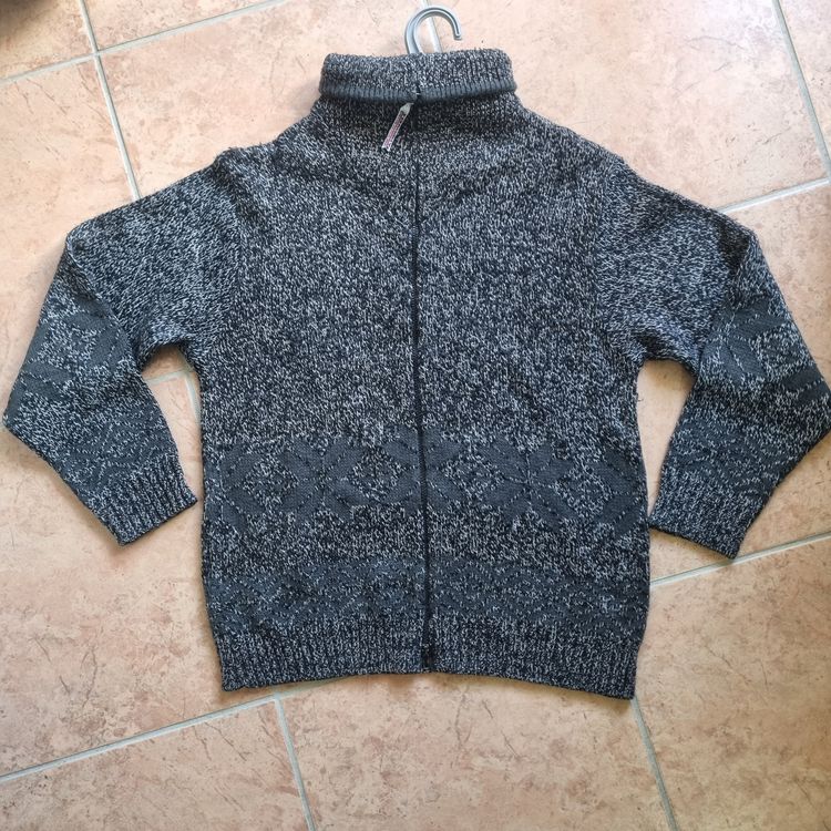 Grey Knitted Zip-Up Sweater taglia L