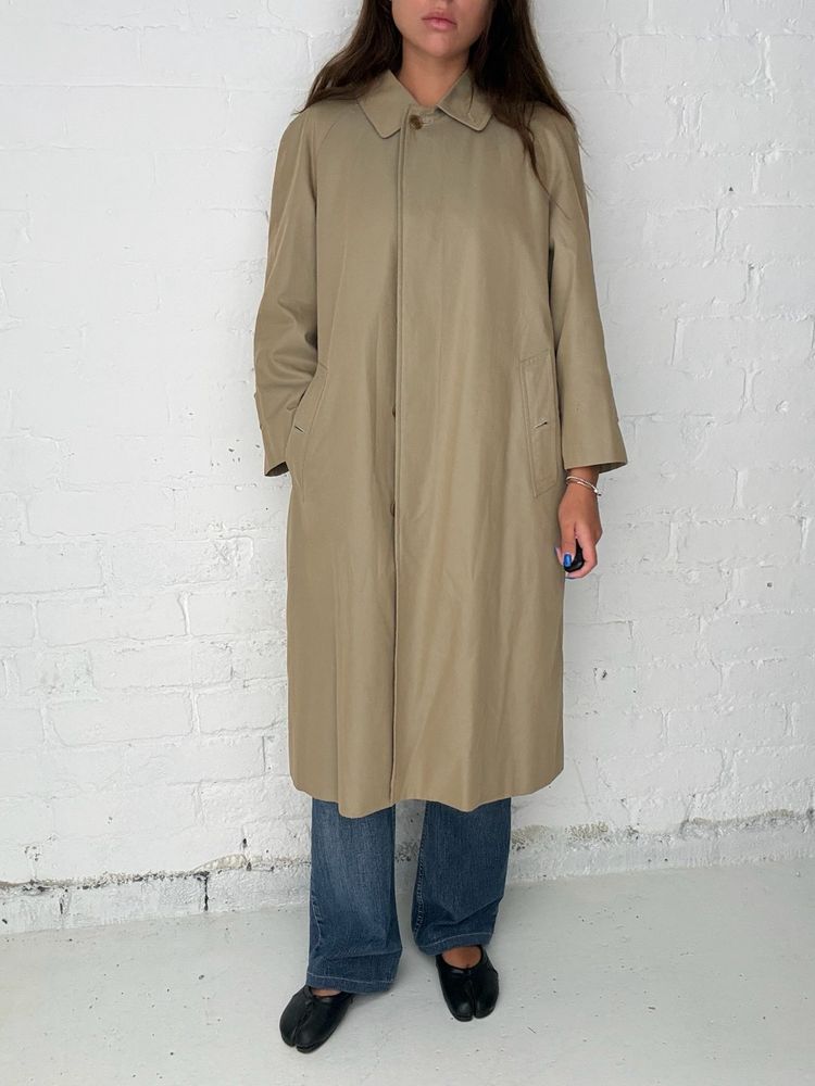 Burberry Vintage Cream Nova Check Lined Mac Trench Coat With Wool Liner image 4