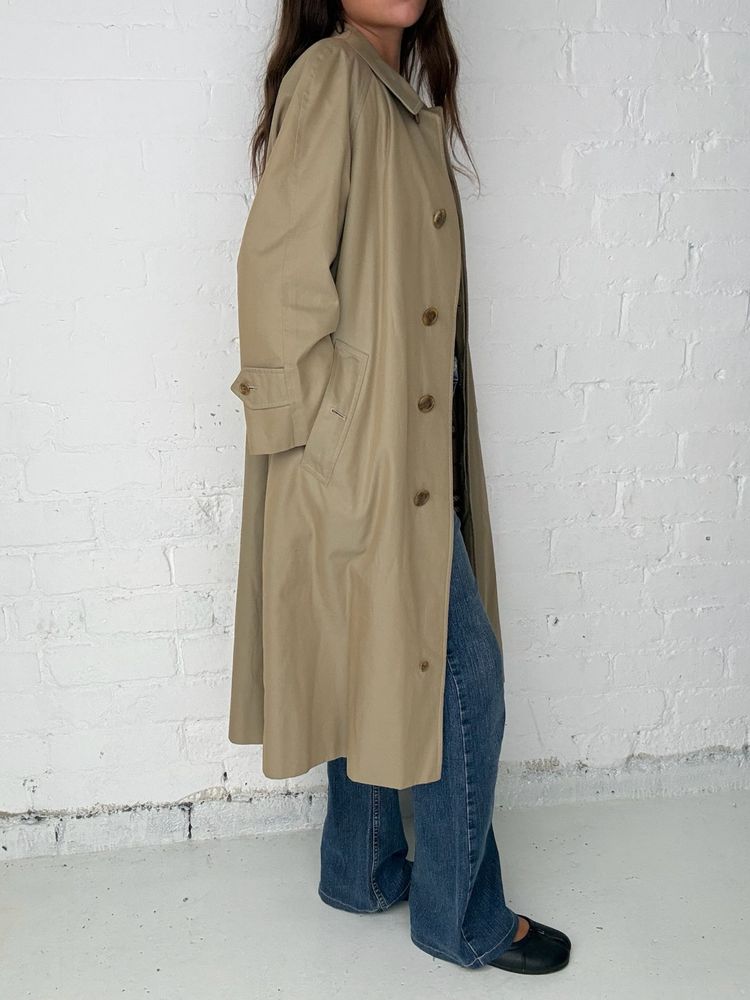 Burberry Vintage Cream Nova Check Lined Mac Trench Coat With Wool Liner image 3