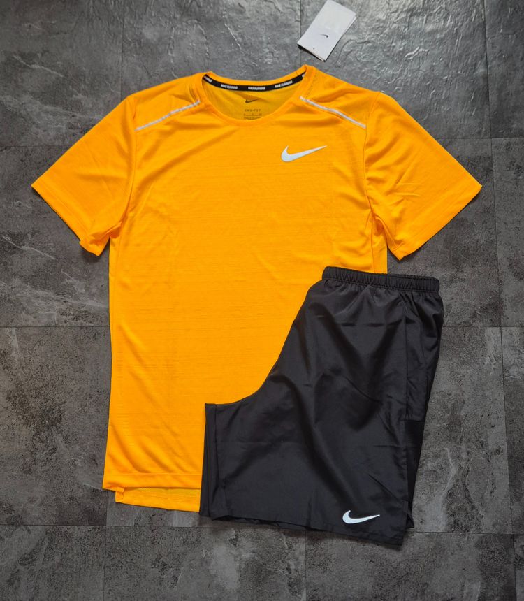Nike mango Miler T-Shirt And Black Shorts Set