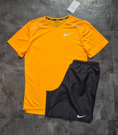 Nike mango Miler T-Shirt And Black Shorts Set