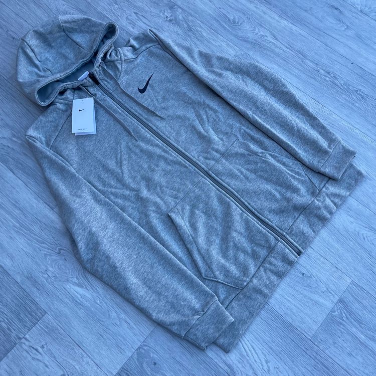 Nike Dry Dri Fit Swoosh Full Zip Fitness Hoodie - Grey