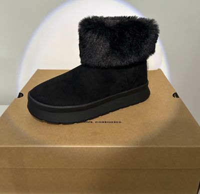 Black Fur ankle boot size 4