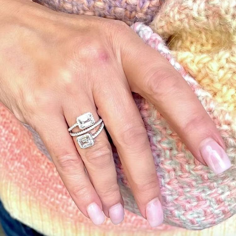 Silver Double Stone Ring image 4