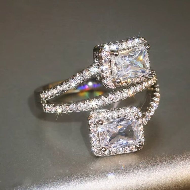 Silver Double Stone Ring image 3