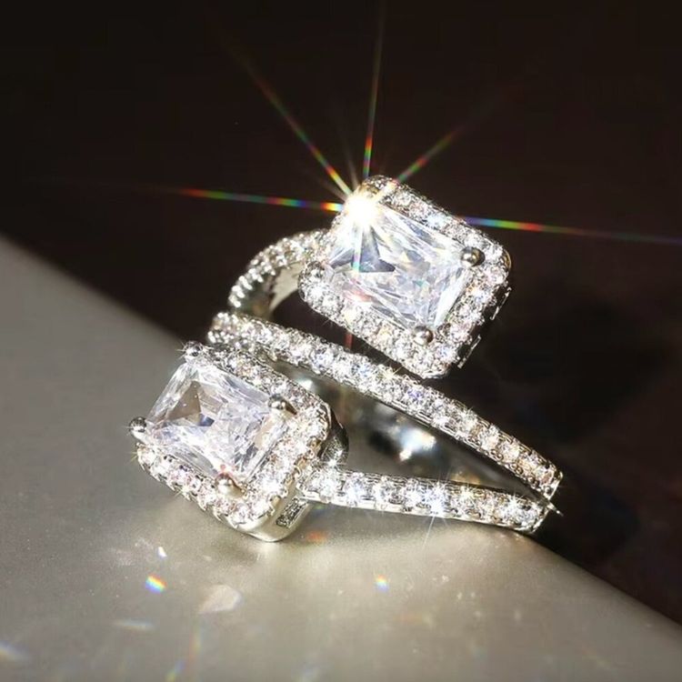 Silver Double Stone Ring image 2