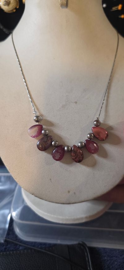 Necklace With Pink And Brown Beads