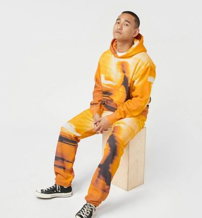 Pleasures Orange And Yellow Hoodie And Sweatpants Set