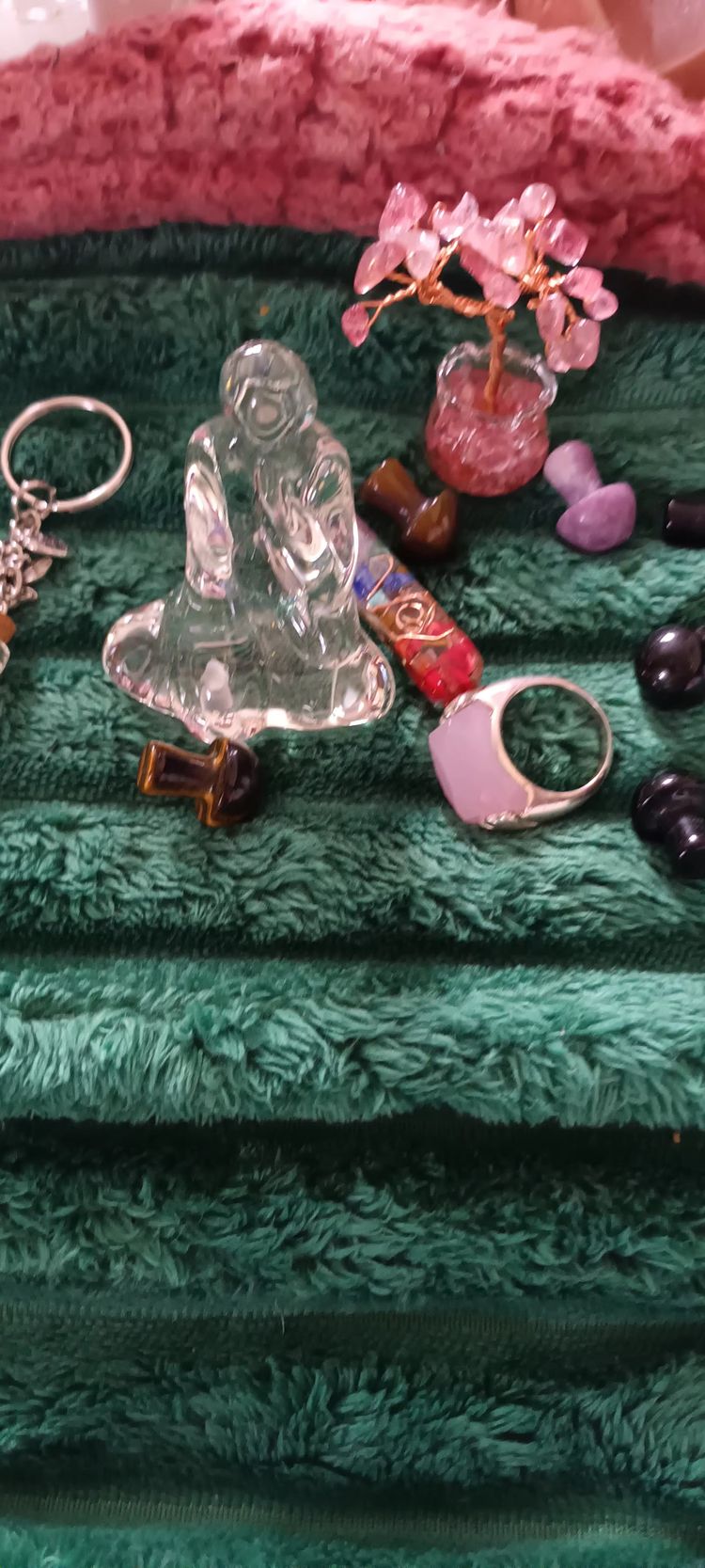 Crystal Figurine, Gemstone Tree, Rings, Earrings