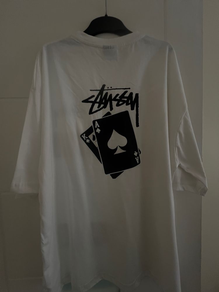 Stussy White Oversized T-Shirt With Playing Cards Print