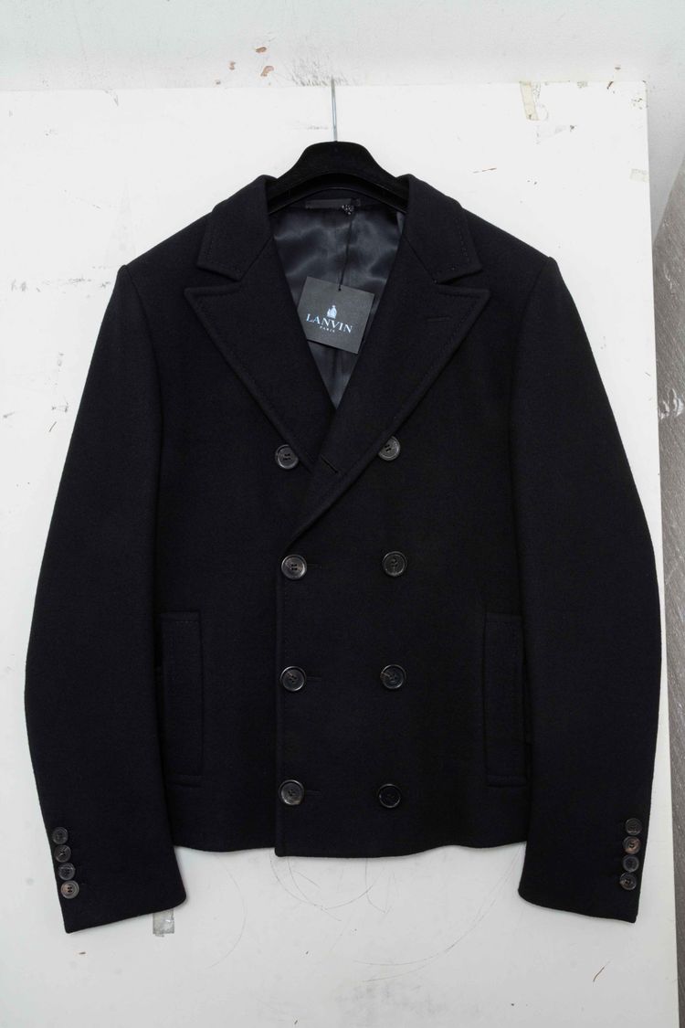 Lanvin Paris Double-Breasted Wool Short Peacoat image 8