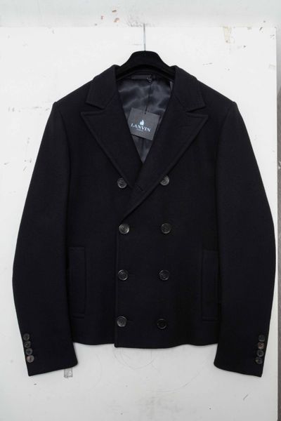 Lanvin Paris Double-Breasted Wool Short Peacoat