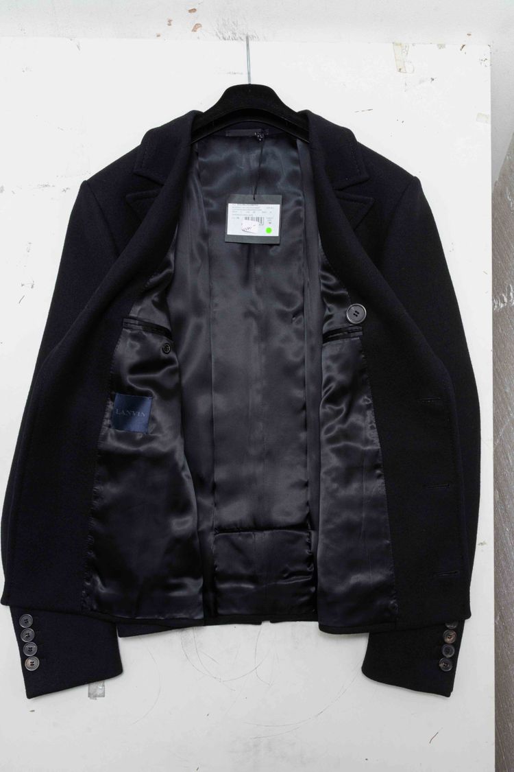 Lanvin Paris Double-Breasted Wool Short Peacoat image 4