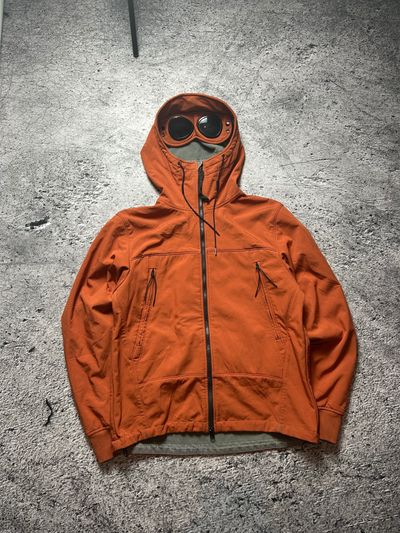 Orange Hooded Cp Company Jacket With Goggles