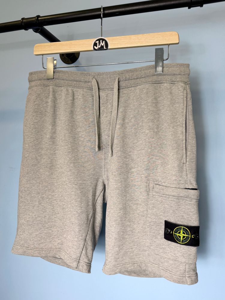 Large Stone Island Grey Cargo Jogger Shorts 34W obraz 1