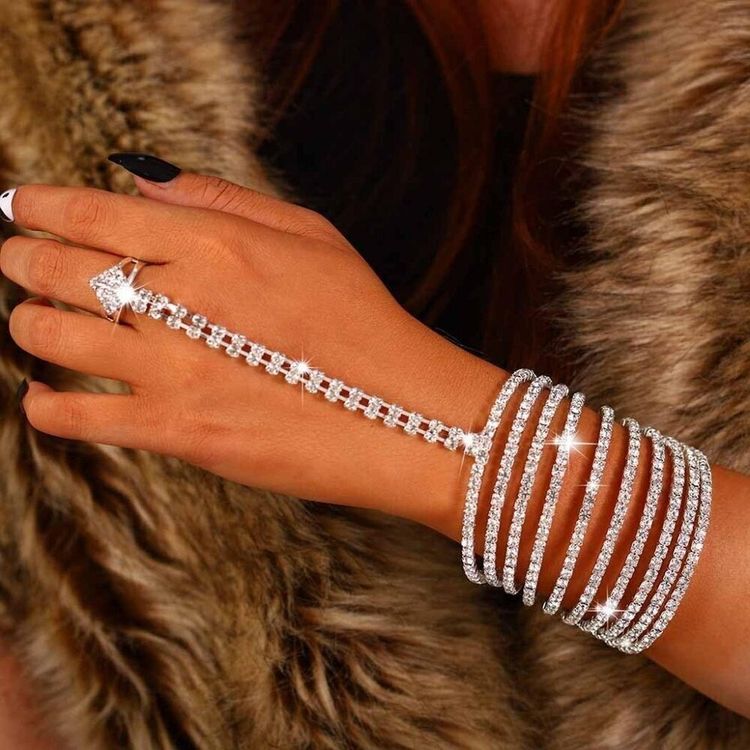 Rhinestone Finger Chain Bracelet image 3