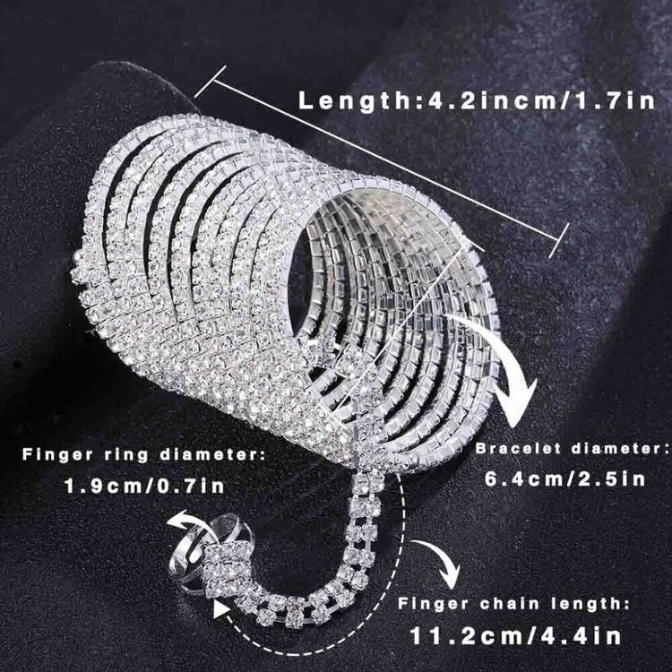 Rhinestone Finger Chain Bracelet image 1