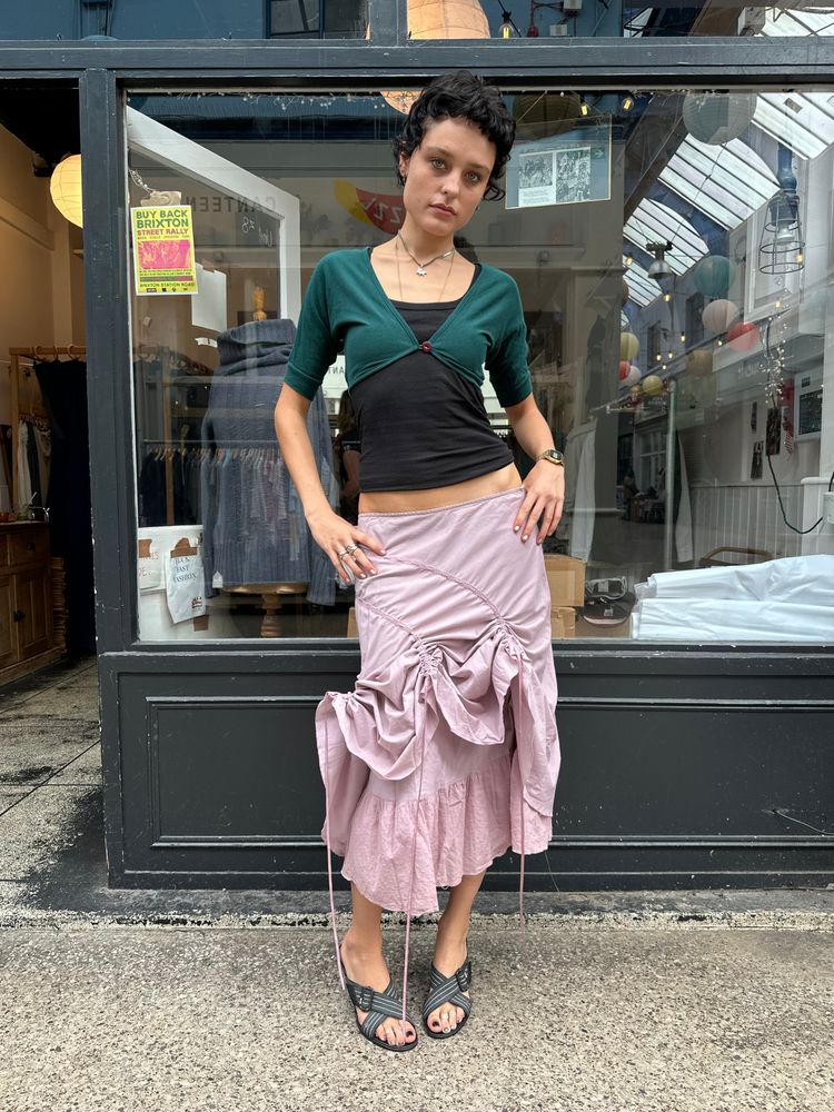 pink 100% cotton adjustable midi skirt image 1