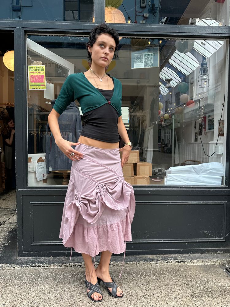 Immagine di pink 100% cotton adjustable midi skirt 2
