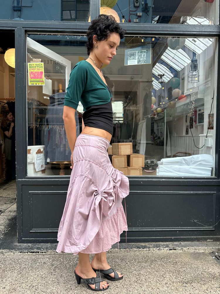 Immagine di pink 100% cotton adjustable midi skirt 3
