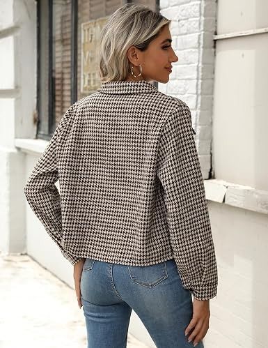 Houndstooth Button-Up Jacket