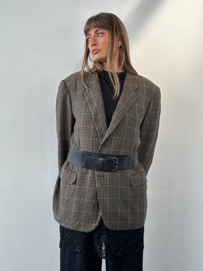 Burberry 1990s Wool Cashmere Check Blazer - 44R/XL 1