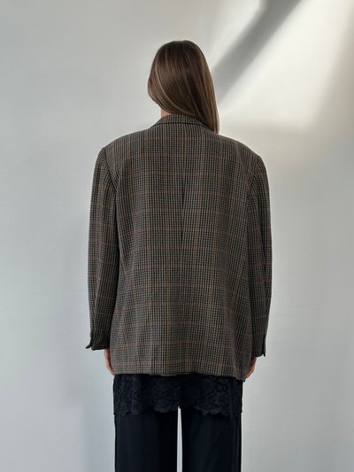 Burberry 1990s Wool Cashmere Check Blazer - 44R/XL 2