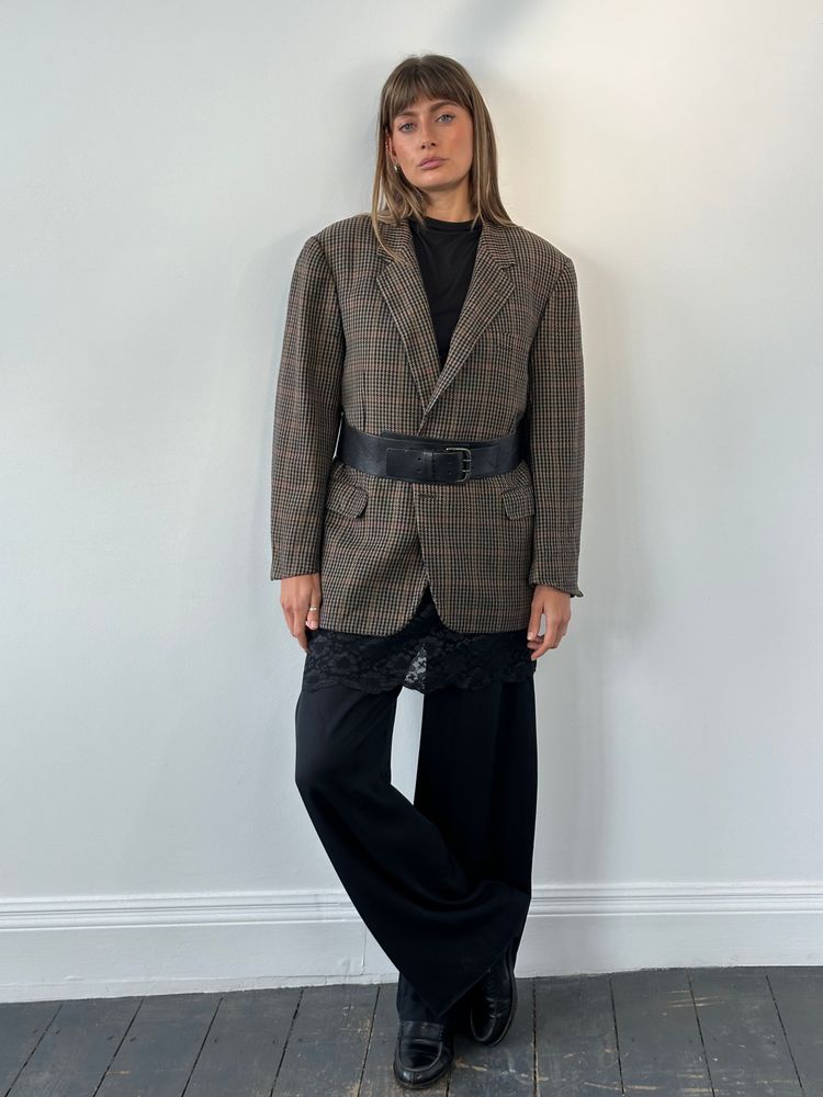 Burberry 1990s Wool Cashmere Check Blazer - 44R/XL 12