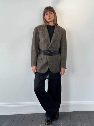 Burberry 1990s Wool Cashmere Check Blazer - 44R/XL 12