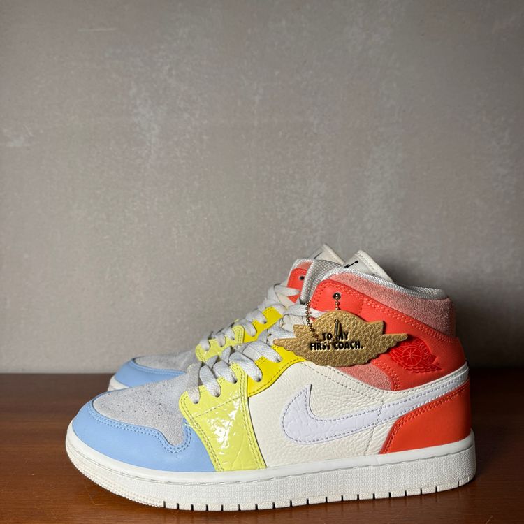 Air Jordan 1 Mid WMNS(To My First Coach)| White/Multi | 2020 | DJ6908-100 | UK 7 image 9