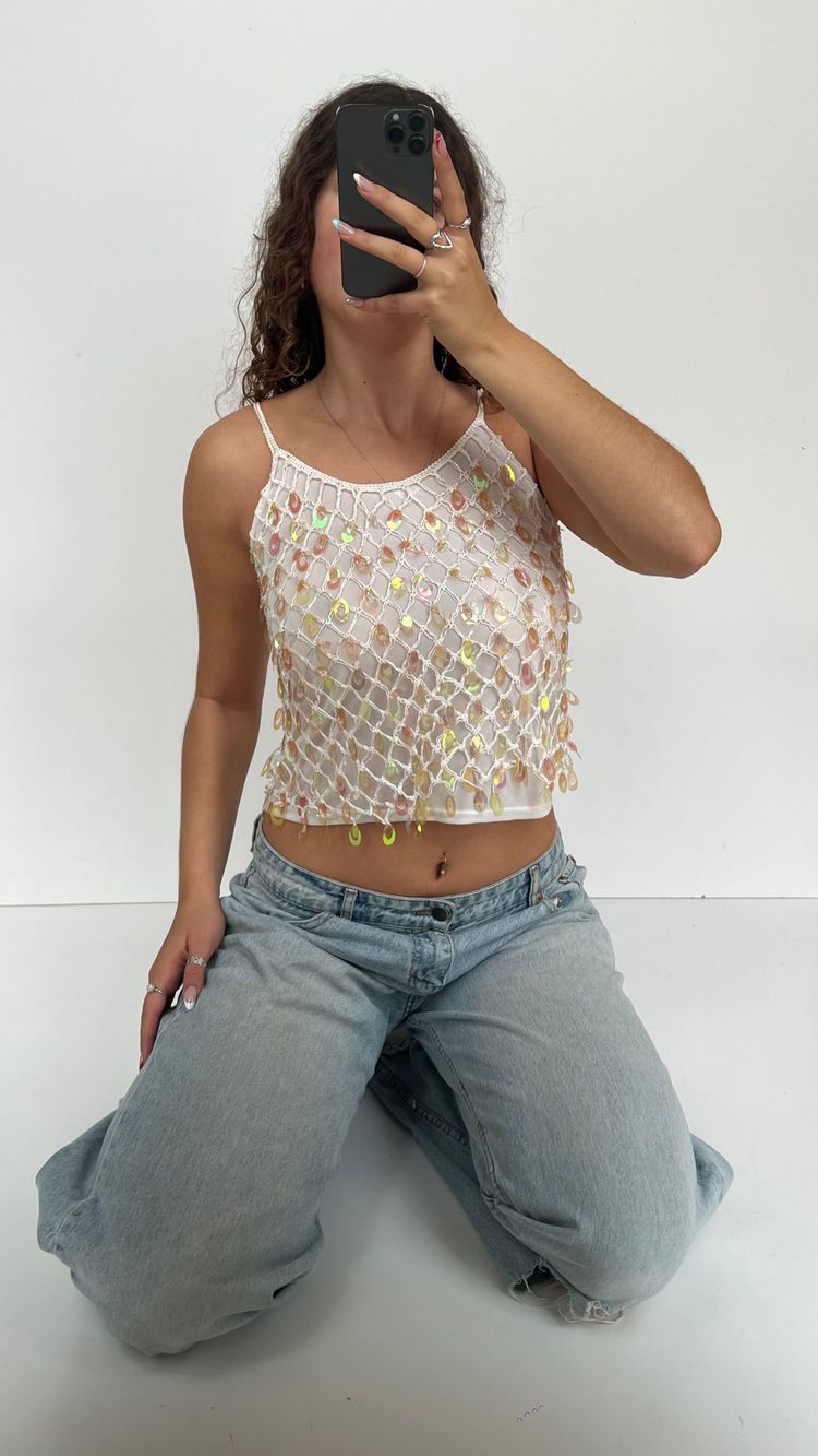00s white sequin cami- size S 4