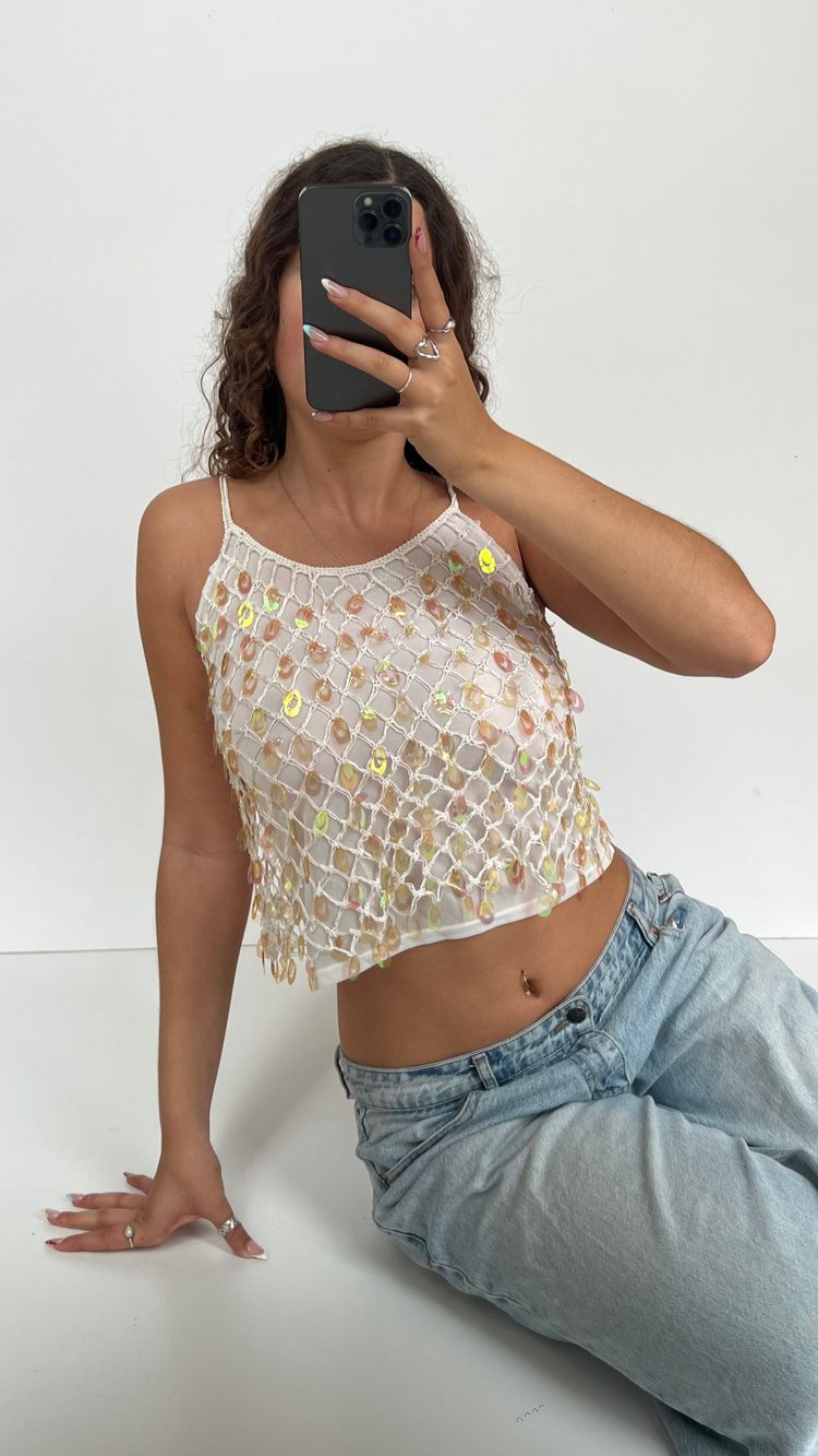 00s white sequin cami- size S 5