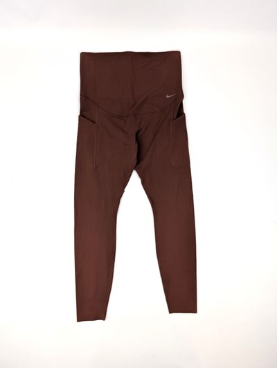 legginsy Nike Universa M brązowe wysoki stan z kieszeniami athleisure gym