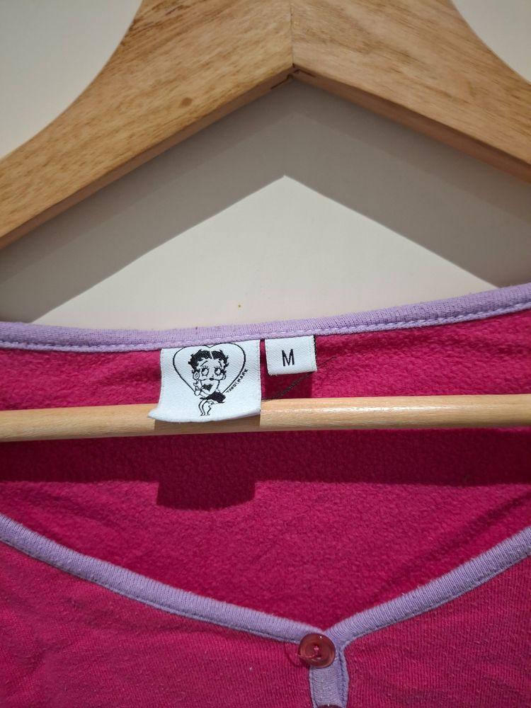 Pink Long Sleeve Top With Betty Boop Graphic 3