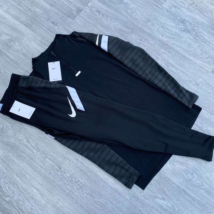 Nike Strike Dri Fit Tracksuit Half Zip Track Top Pants Bottoms Set - Black