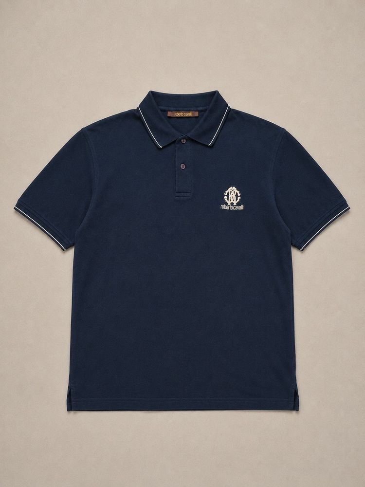 Roberto Cavalli Navy Blue Polo Shirt