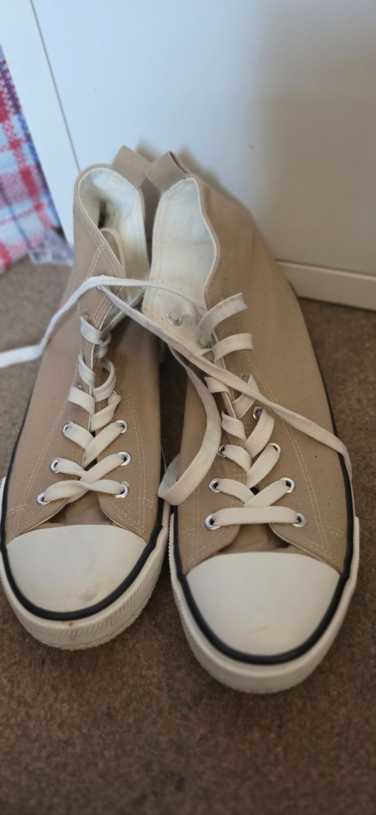 Beige High-Top Sneakers