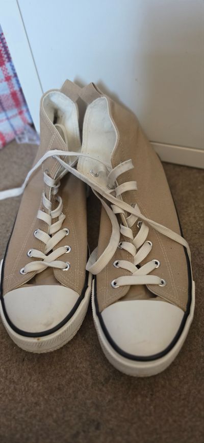 Beige High-Top Sneakers